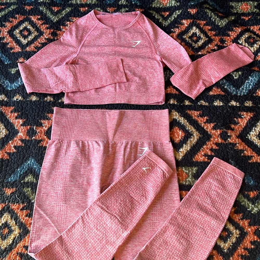 Women’s Gymshark Vital Seamless Pink Marl Matching Set Size S/M